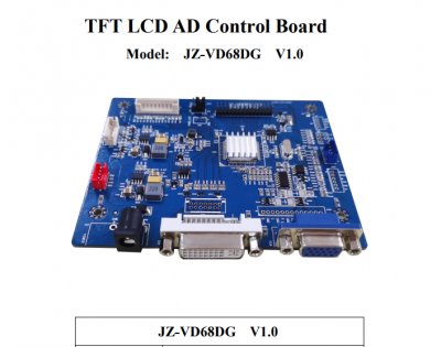 JZ-VD68DG is TFT LCD monitor controller board with VGA+DVI inputs