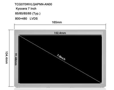 TCG070WVLQAPNN-AN00 Kyocera 7 Inch 800x480 TFT LCD IPS Panel RGB Display