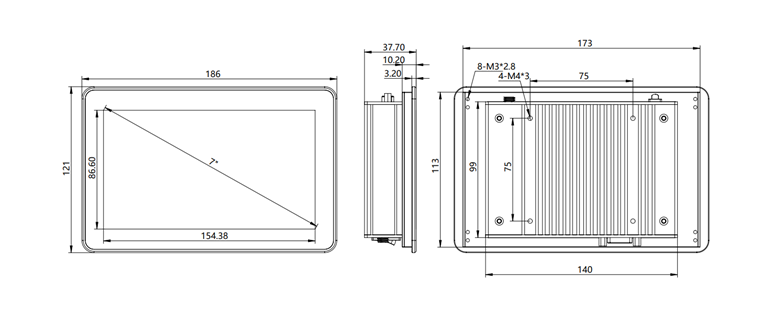 IDP070 7.0inch Industrial Touch Display Monitor  All-aluminum Frame