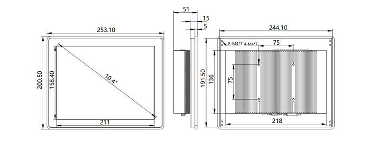 IDP104-TC 10.4 inch ultra-thin touch display monitor