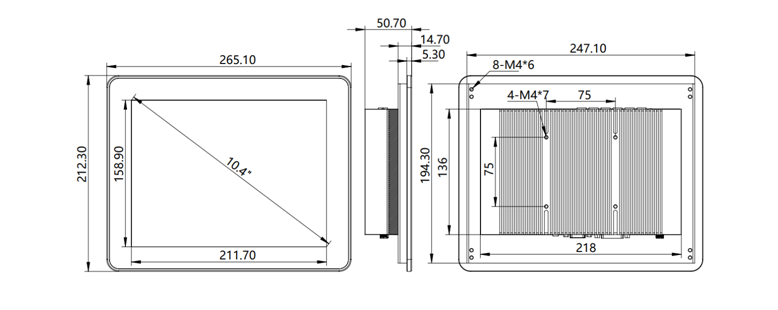 IDP104-TR  10.4 inch ultra-thin touch display monitor Industrial Touch Display M