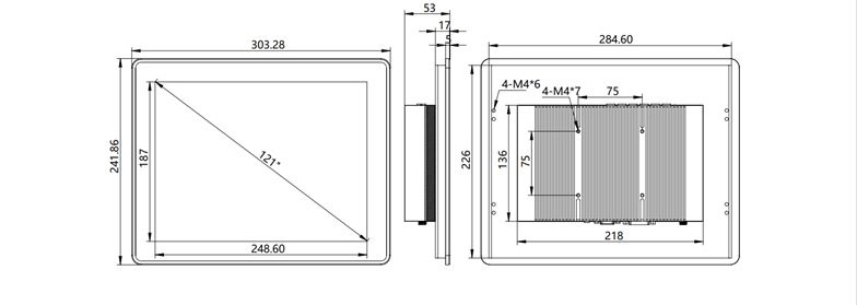 IDP121 12.1 inch ultra-thin Industrial  touch display monitor