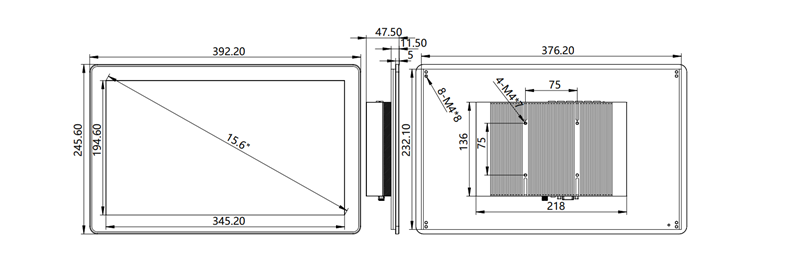 IDP156 15.6 inch ultra-thin industrial touch display monitor