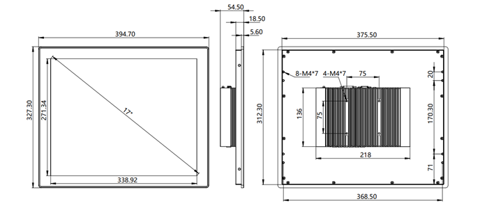 IDP170 17 inch ultra-thin industrial  touch display monitor