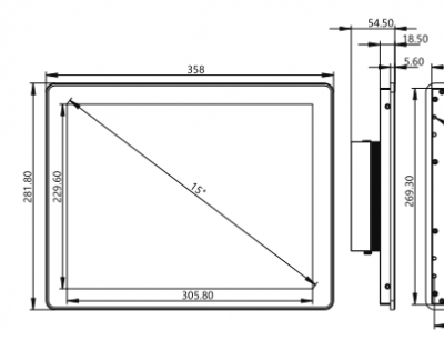 IDP150 15 inch ultra-thin industrial touch display monitor