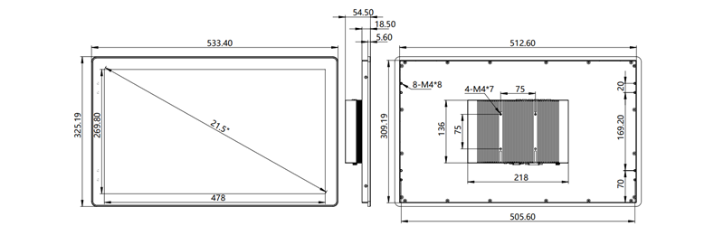 IDP215 21.5 inch ultra-thin touch display monitor