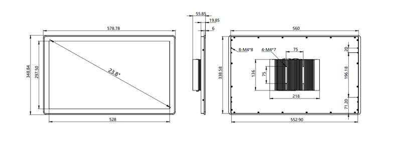 IDP238 23.8 inchIndustrial  ultra-thin touch display monitor