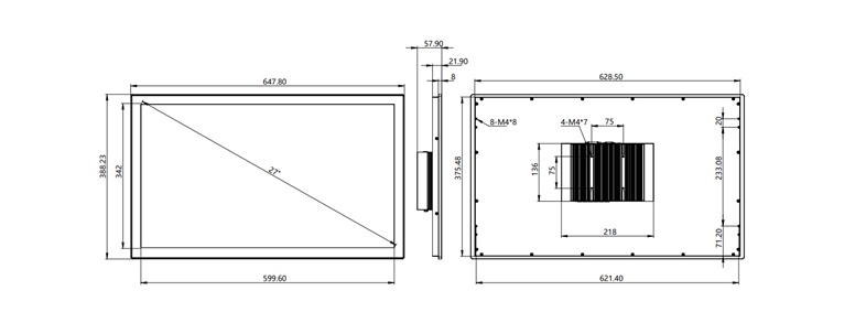 IDP270 27 inch Industrial  ultra-thin touch display monitor