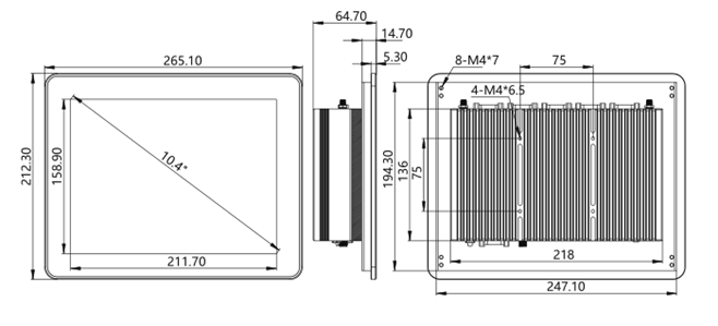 IPA104-C-TR 10.4 inch Ultra-thin All-aluminum Fanless Panel PC