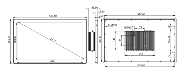 IPA215-C 21.5 inch Ultra-thin All-aluminum Fanless Panel PC