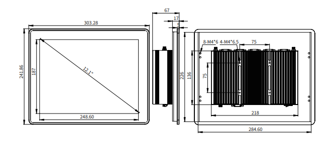 IPA121-A 12.1 " Ultra-thin Full Aluminum Fanless Industrial Panel PC