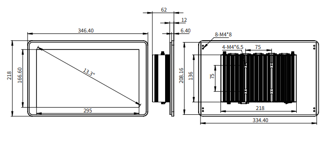 IPA133-A 13.3 " Ultra-thin Full Aluminum Fanless Industrial Panel PC