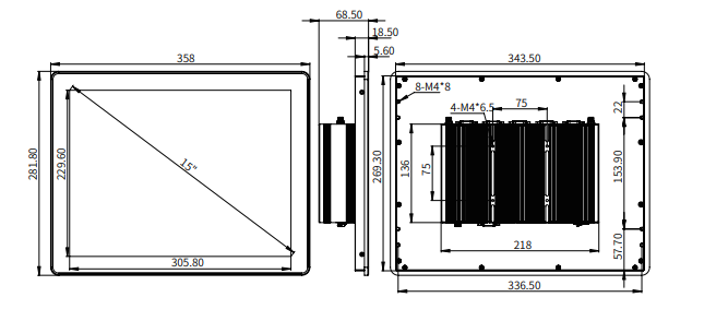 IPA150-A 15.0" Ultra-thin Full Aluminum Fanless Industrial Panel PC