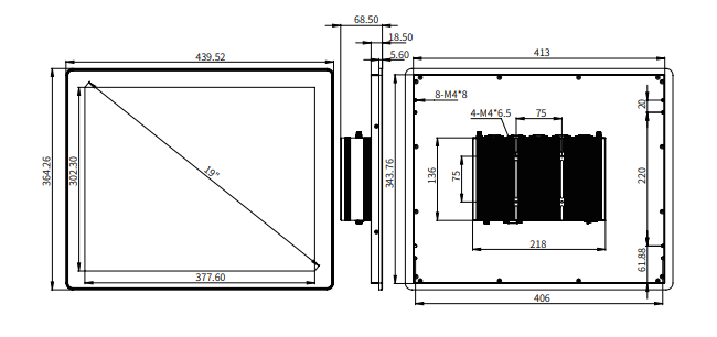 IPA190-A 19.0 " Ultra-thin Full Aluminum Fanless Industrial Panel PC