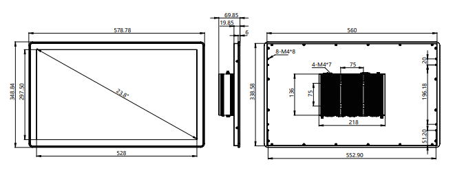 IPA238-A 23.8"Ultra-thin Full Aluminum Fanless Industrial Panel PC