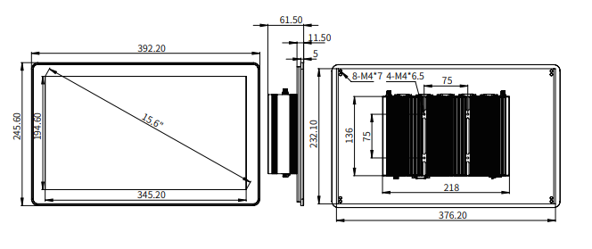 IPA156-A 15.6 " Ultra-thin Full Aluminum Fanless Industrial Panel PC