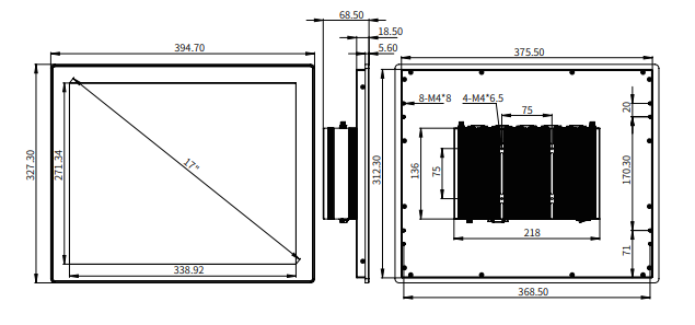 IPA170-A 17.0 inch Ultra-thin Full Aluminum Fanless Industrial Panel PC