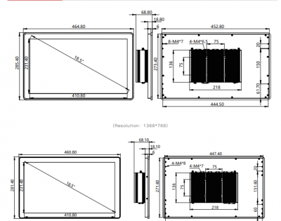 IPA185-A 18.5" Ultra-thin Full Aluminum Fanless Industrial Panel PC