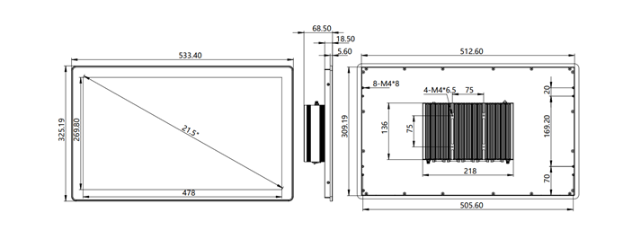 IPC215-E-10I3/I5/I7 21.5 inch ultra-slim all-aluminum body fanless tablet