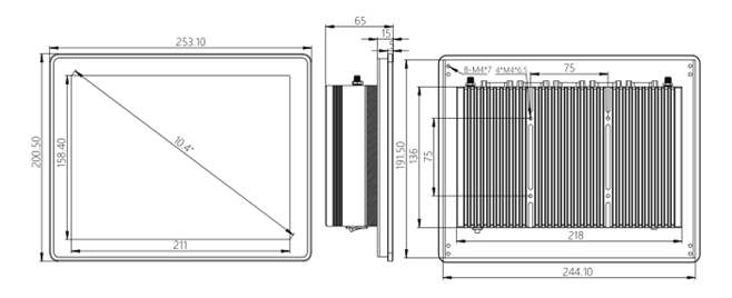 IPA104-E-12 I3/I5/I7-TC 10.4 inch Ultra-thin All-aluminum Fanless Panel PC