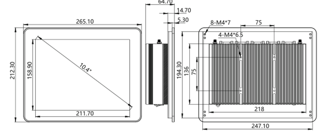 IPA104-E-12 I3/I5/I7-TR 10.4 inch Ultra-thin All-aluminum Fanless Panel PC