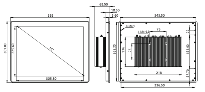 IPA150-E-12 I3/I5/I7 15 inch Ultra-thin All-aluminum Fanless Panel PC