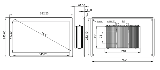 IPA156-E-12 I3/I5/I7 15.6 inch Ultra-thin All-aluminum Fanless Panel PC