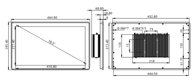 IPA185-E-12I3/I5/I7 18.5 inch Ultra-thin All-aluminum Fanless Panel PC