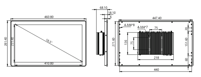 IPA185-E-12I3/I5/I7 18.5 inch Ultra-thin All-aluminum Fanless Panel PC