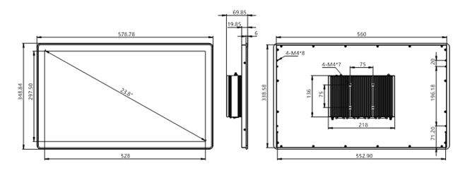 IPA238-E-12I3/I5/I7 23.8 inch Ultra-thin All-aluminum Fanless Panel PC