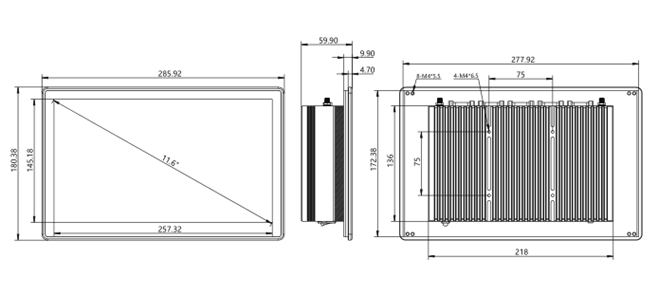 IPA116-E-12 I3/I5/I7 11.6 inch Ultra-thin All-aluminum Fanless Panel PC