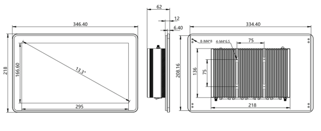 IPA133-E-12 I3/I5/I7 13.3 inch Ultra-thin All-aluminum Fanless Panel PC