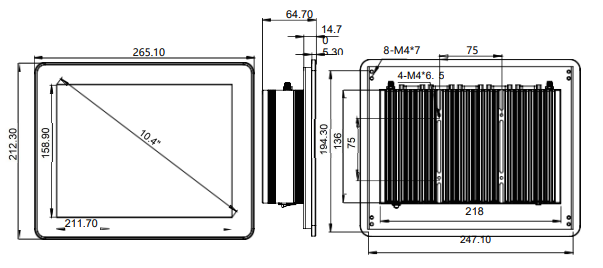 IPC104-E-11I3-TR 10.4 inch Ultra-thin Full Aluminum Fanless Industrial Panel PC