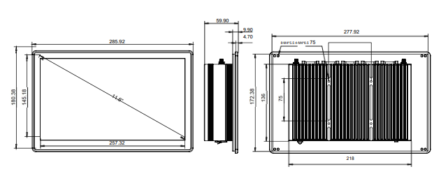 IPC116-E-11I3 11.6 inch Ultra-thin Full Aluminum Fanless Industrial Panel PC