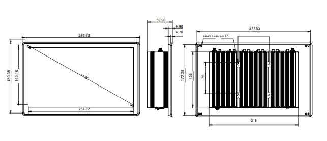 IPC116-E-11I5 11.6 inch Ultra-thin Full Aluminum Fanless Industrial Panel