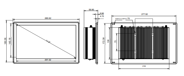 IPC116-E-11I7 11.6 inch Ultra-thin Full Aluminum Fanless Industrial Panel PC