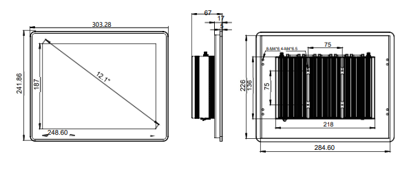 IPC121-E-11I5 12.1 inch Ultra-thin Full Aluminum Fanless Industrial Panel PC