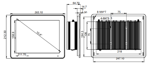 IPC104-E-11I7-TR 10.4 inch Ultra-thin Full Aluminum Fanless Industrial Panel PC