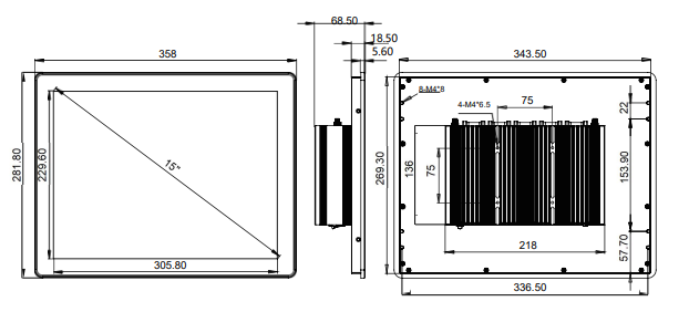 IPC150-E-11I7 15.0 inch Ultra-thin Full Aluminum Fanless Industrial Panel PC