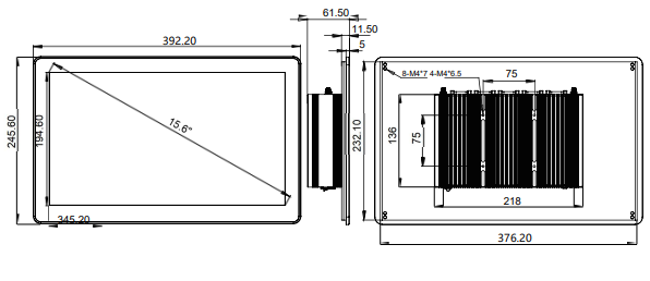 IPC156-E-11I3 15.6 inch Ultra-thin Full Aluminum Fanless Industrial Panel PC