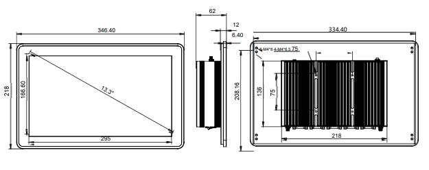 IPC133-E-11I5 13.3 inch Ultra-thin Full Aluminum Fanless Industrial Panel PC