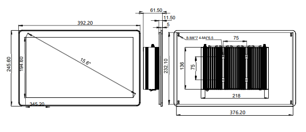 IPC156-E-11I7 15.6 inch Ultra-thin Full Aluminum Fanless Industrial Panel PC