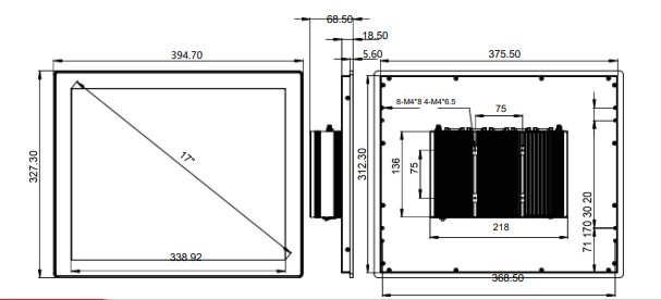 IPC170-E-11I3 17.0 " Ultra-thin Full Aluminum Fanless Industrial Panel PC