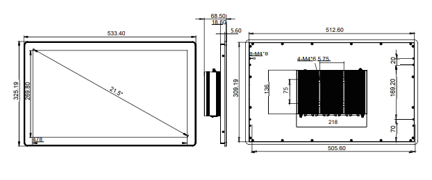 IPC215-E-11I3 21.5 " Ultra-thin Full Aluminum Fanless Industrial Panel PC