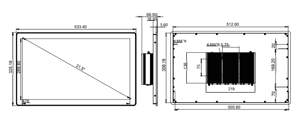 IPC215-E-11I5 21.5 inch Ultra-thin Full Aluminum Fanless Industrial Panel PC