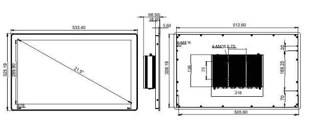 IPC215-E-11I7 21.5inch Ultra-thin Full Aluminum Fanless Industrial Panel PC