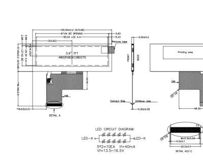 ZW-T039QPS-03 3.9-inch assembled screen 480 * 128 TFT LCD module 650nits, 40pins