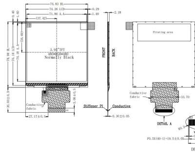 LCM-T040HCSA-02 4.0 inches, 480x480, 400nits, SPI+RGB-18bit, 40pins, square LCD