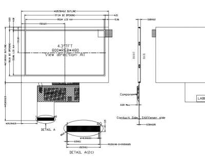 ZW-T043BWSA-02 4.3-inch, 800x480, 500nits, RGB, 40pins, full view angle