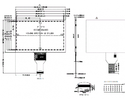 XH-T070SWH-02P 7-inch 800 * 480 TFT LCD module wide temperature, with touch LCD